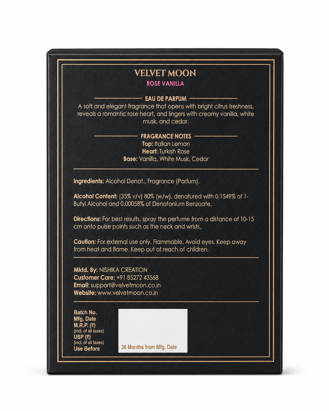 Velvet Moon Rose Vanilla Eau De Parfum